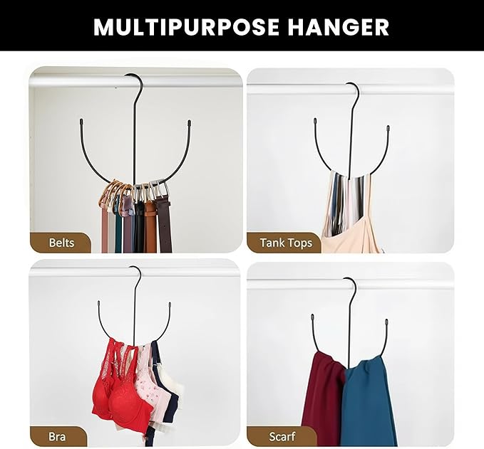Pack of 2 - Baseball Cap Hanger | Metal Hat Hangers for Closet | Multipurpose Belt Organizer for Closet, Purse Hanger, Toy Organizer & Hat Storage Hangers | Closets Accessories Organizers