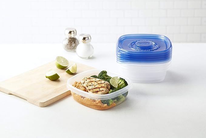 Glad GladWare Entree Food Storage Containers with Lids, Medium Square No BPA Plastic for Meal Prep and Lunches, Lock Tight Seal, Microwave and Dishwasher Safe, 25 Oz, 5 Count - 6 Pack