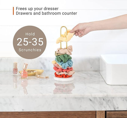Mkono Set of 3, Scrunchies Holder Stand Hair Accessories Organizer and 2 Pcs Macrame Makeup Brush Holder Organizer Mini Storage Basket