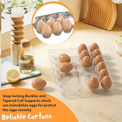 100PCS Egg Cartons Cheap Bulk, Large Egg Cartons Plastic 6 Count, Half Dozen Reusable Egg Container Holder for Storing, Sharing, Selling, Clear Egg Cartons for Home Ranch Farm Market-2x3 Grids