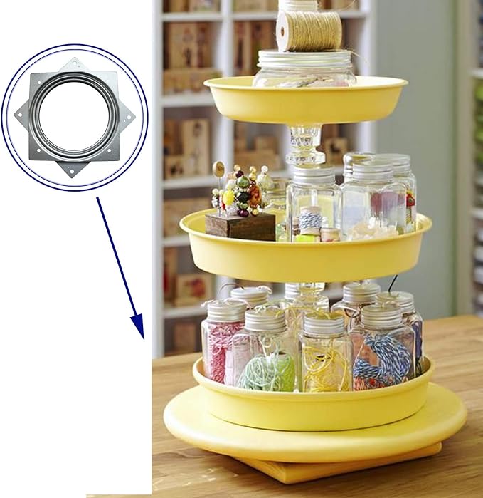 6Inch Lazy Susan Hardware, 10 Pack Square Rotating Bearing Plate, 500lbs Capacity Lazy Susan Turntable Bearing for for Serving Trays, Kitchen Storage Racks, Craft Table, Zinc Plated Steel Swivel Plate