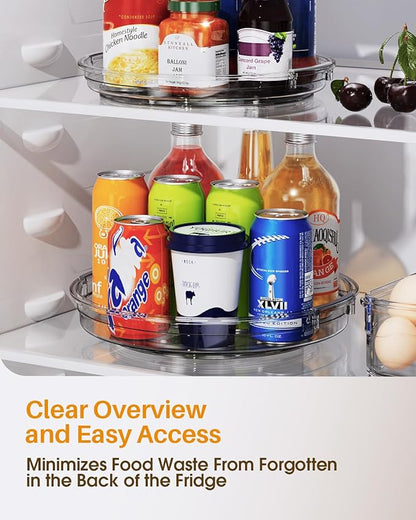 LAMU 2 Pack 10.6in Lazy Susan Organizer Turntable for Cabinet, Lazy Susan for Refrigerator Rotating Organizer for Fridge, Kitchen, Pantry, Countertop, Bathroom, Medicine Cabinet Organizer, Gray