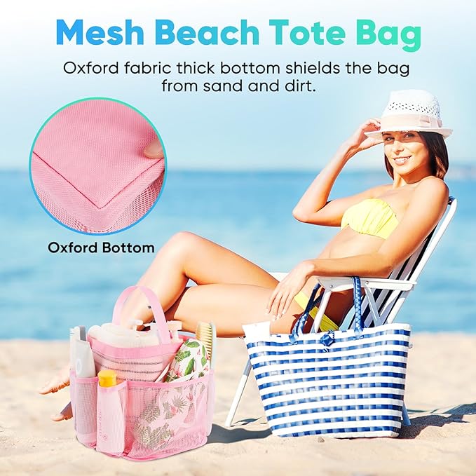 EUDELE 2 Pack Mesh Shower Caddy Portable for College Dorm Room Essentials, Shower Caddy Dorm with 8-Pocket Large Capacity,Shower Bag for Beach,Swimming,Gym All Black+All Pink