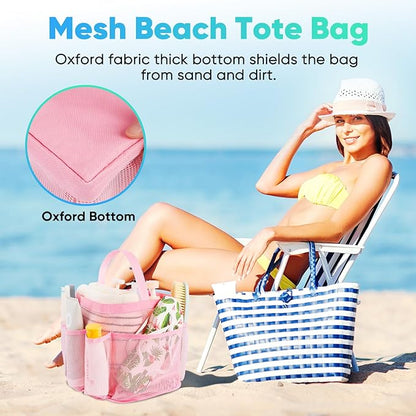 EUDELE 2 Pack Mesh Shower Caddy Portable for College Dorm Room Essentials, Shower Caddy Dorm with 8-Pocket Large Capacity,Shower Bag for Beach,Swimming,Gym All Black+All Pink