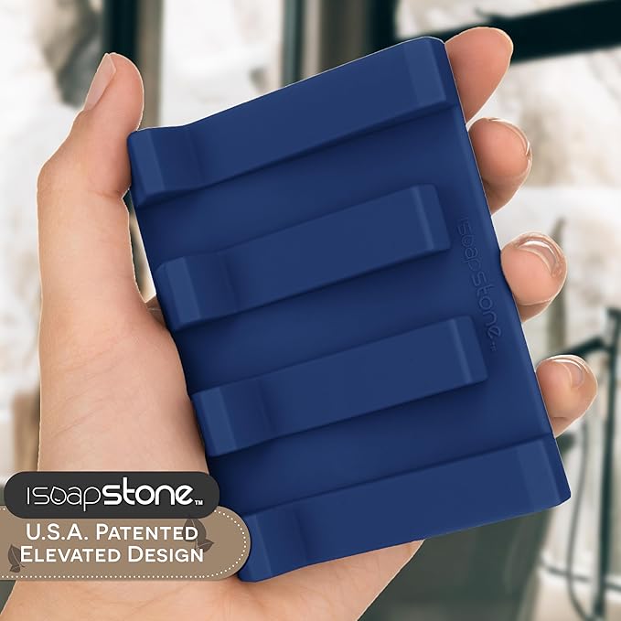 Silicone Soap Dish (USA Patented) Self Draining Bar Soap Holder for Shower Bathroom Sink, Drying Soap Dish Tray Kitchen Sponge Holder Easy Cleaning Soap Saver Mat (Midnight Navy, 1)