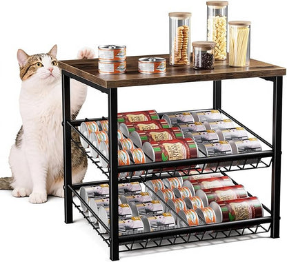 3 Tier Can Organizer for Pantry, Adjustable Can Rack Organizer, Automatic Rolling Storage Holder for Various Ounces of Canned Food Drinks Pet Food, Ideal for Countertop Kitchen Cabinet