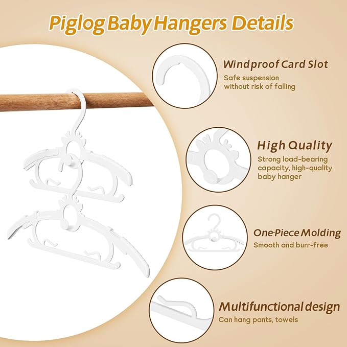 Kids Hangers 30PCS, 11"-14" Extendable and Stackable Baby Hangers, 45g Ultra-Thick Space Saving Non-Slip Plastic Hanger for Infant, Toddler and Nursery Closet, White