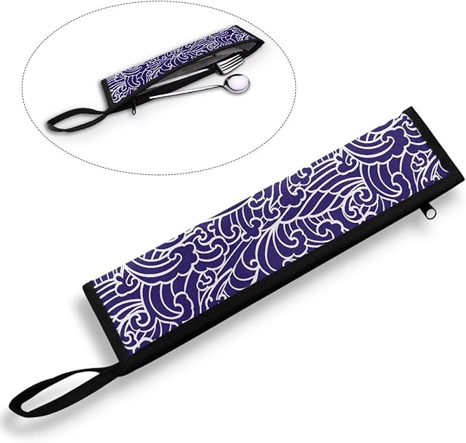 Purple Flatware Storage Bag Case Portable Travel Tableware Bag Travel Utensils Cutlery Bag for Fork Spoon, Chopsticks,11.8 Inch Camping Organzier