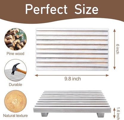 Wood Pedestal Stand for Bathroom Tray Kitchen Counter Decor Bathroom Sink Accessories Decorative Wooden Risers for Kitchen Soap Tray Vanity White Bathroom Counter Decorations Dish Soap Holder