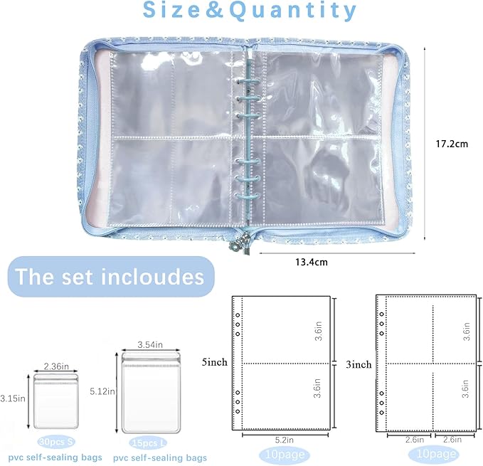 Jewelry Organizer Travel,Jewelry Storage Book with 45 Portable thick PVC pouches,Jewelry Organizer Zipper Bags for Necklaces Bracelet Rings and Earrings (front cover removable),Blue