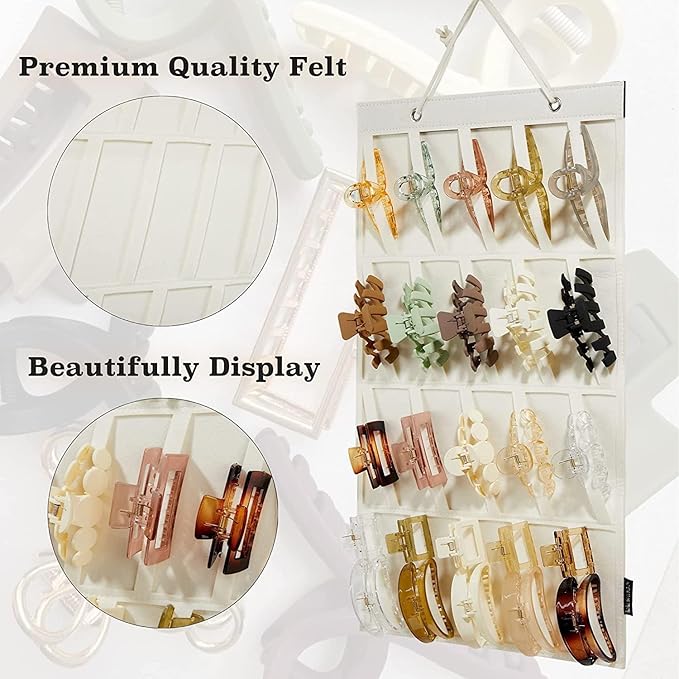 Claw Clip Organizer Holder for Women Girls, Hanging Hair Clip Stand Storage Holder for Wall, Door, Closet, Big Claw Clip Display for Girls