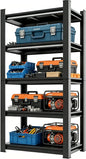 5 Tier Garage Shelving Wood Storage Shelves 600 lb Load Capacity 63" H*20" W*14" D Metal Shelving Suitable for Garage Kitchen Pantry,Black