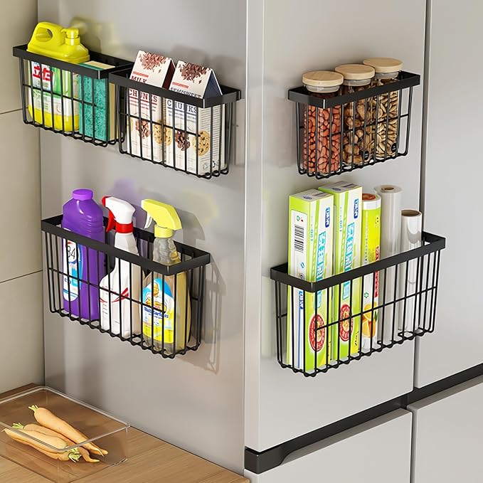 Kitchen Cabinet Door Storage Box, Self Adhesive Wall Mounted,Wardrobe/Bathroom/Refrigerator Small Items Organizer,Oil bottle/Seasoning storage (3 Piece)