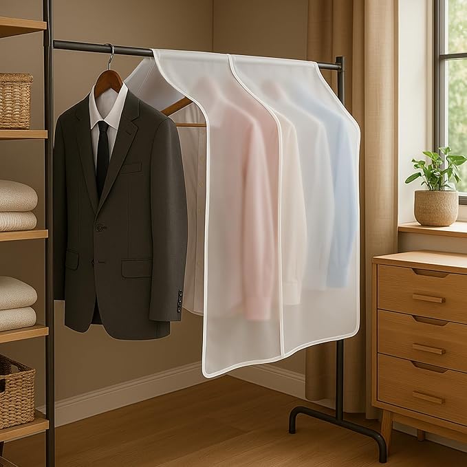 Clothing Rack Covers Hanging Clothes Dust Covers Garment Bag Organizer Storage Waterproof Hanger Protector Clear Clothes Shoulder Rack Cover Suit Coat Dress Closet Dustproof Cover, 35.43 x 43.31 in