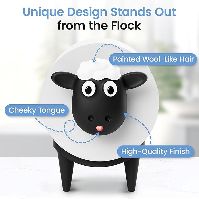 Sheep Toilet Paper Holder 3-Pack, Black Sheep Funny Bathroom Decor, Free Standing Cute Animal Holder, Stylishly Store Extra Toilet Paper, Modern Tissue Roll Storage, House Warming Funny Gifts