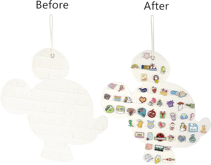Hanging Brooch Organizer - Enamel Pin Display, Cute Cartoon Shape Storage Holder for Brooch Pins (Beige-Mouse)
