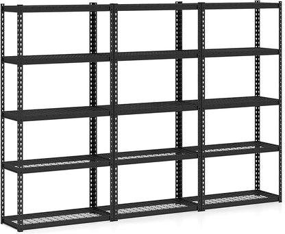 Goplus 5-Tier Metal Shelving Unit, 3 Pack Heavy Duty Wire Storage Rack with Anti-Slip Foot Pads, Height Adjustable Shelves for Warehouse, Kitchen, Living Room, Garage, 15.5" D×35.5" W×72" H