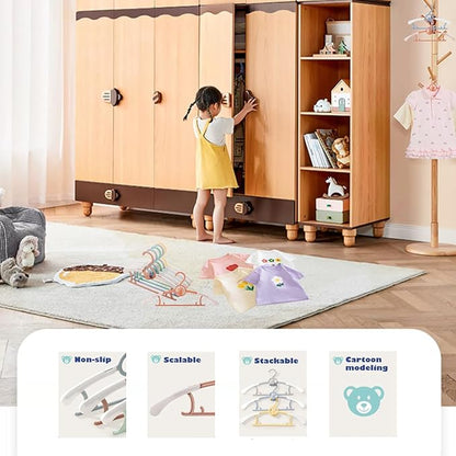 Baby Nursery Closet Hangers, JSF 20pcs Pink Ultra Thin Non-Slip and Extendable Laundry Infant Pant Hanger for Newborn Clothes Adjustable Children Coat Hanger for Girl Boy Toddler Kids Child