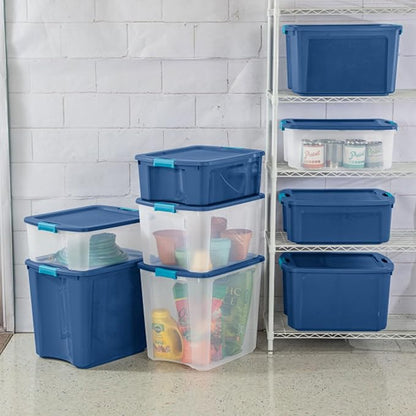 Sterilite 24-Pack Latch and Carry, Clear Plastic Storage Bins with Latching Lids and Full-Grip Handles, 12 Gallon