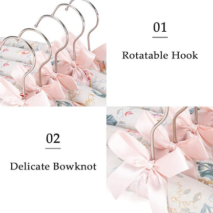 NEOVIVA Padded Hangers for Women Clothing, Floral Padded Clothes Hangers for Women, No Shoulder Bump Hangers for Adult, Padded Clothes Hangers for Women Sweaters, Dresses, Suits (10 Pack)
