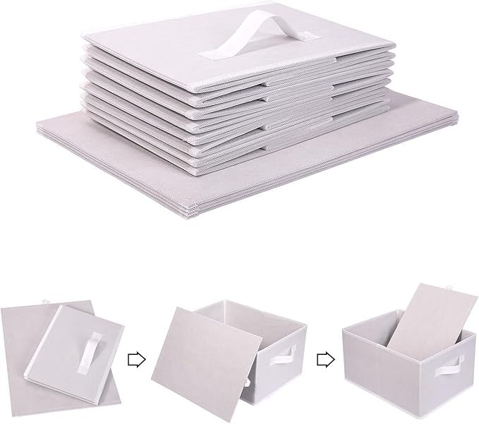 Clothings Collapsible Storage Bins, Foldable Organizers and Storage Baskets Cube Storage Bin for Bedroom Living Room (4 Pack) (White, 15.4x11.4x7.9inch)