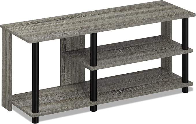 Furinno Turn-N-Tube Compact Multi Storage Shoe Rack, 35.2"W 3-Tier, French Oak Grey/Black