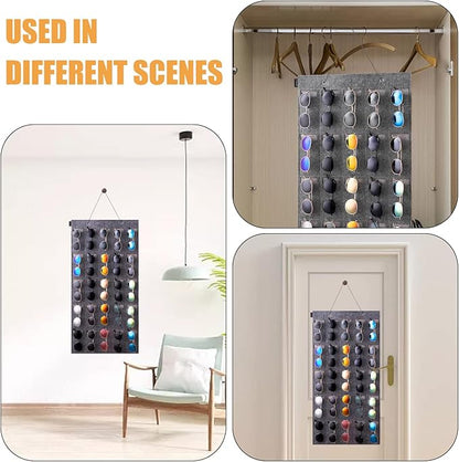 Sunglasses Organizer Storage- Hanging Eyeglasses Wall Pocket Mounted,Eyewear Display,25 Slots