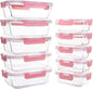 10 Pack Glass Food Storage Containers, Glass Meal Prep Containers with Lids Leak Proof, Microwave & Freezer Safe (34oz & 12oz)