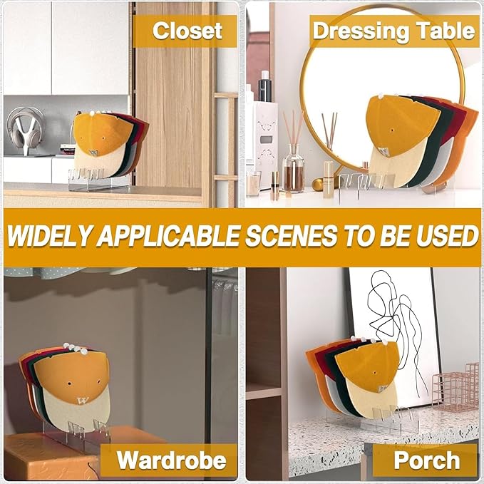 APLUSH 2024 New Hat Stand for Baseball Caps Display and Organizer, 2Pcs No Install Acrylic Hat Holder for 14 Baseball Caps for Office,Bedroom, Closet, Dresser,Clear