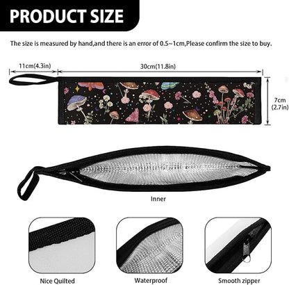 Mushroom Portable Flatware Bag Travel Tableware Storage Bag, Travel Case Travel Tableware Storage Bag, Utensil Case Lunch Bag Flatware Bag 11.8 Inch Camping Organizer