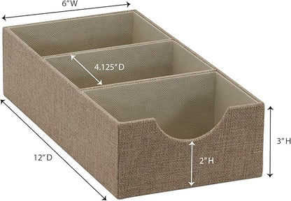 Household Essentials Brown 722-1 Deep 3 Section Drawer Organizer Box for Storage | 12 in x 6.13 in x 3.13