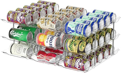 Can Organizer for Pantry,Can Holders for Pantry and Fridge,Automatic Rolling,Stackable Canned Food Organizer and Storage for Kitchen Cabinet Countertop Refrigerator Organization,3 Sets 3 Tiers