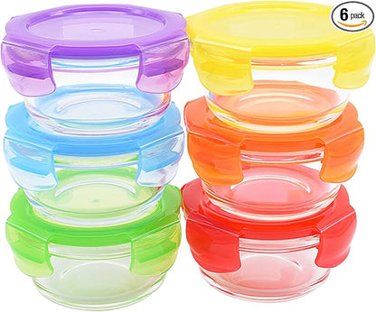ARSUK 8oz Glass Food Storage Containers with Airtight BPA-Free Lids 6 Pack, 1 Cup Small Glass Freezer Containers for Sauce, Sides, Meal Prep - Reusable & Dishwasher Microwave Fridge Freezer Safe