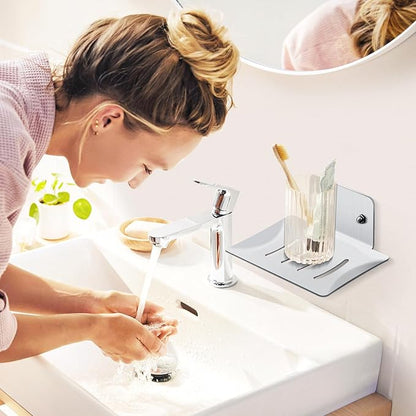 YUZP Soap Holder for Shower with Stainless Steel,Rustproof Soap Saver Sponge Holder for Bathroom,Tub,Kitchen Sink (Chrome Bore)