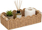Upgraded Paper Rope Scalloped Edge Toilet Paper Storage Basket, Small Living Room, Bedroom Decor Baskets for Over Toilet Storage Shelf, End Table, Shelves and More, with 2 Wooden Handle (Neutral)
