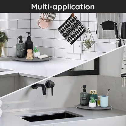 Segbeauty Water Absorbing Stone Drying Tray, 9.85in Quick Dry Diatomaceous Earth Corner Countertop Organizer, Corner Sink Shelf Tray for Bathroom Counter, Fast Drying Stone for Kitchen Counter