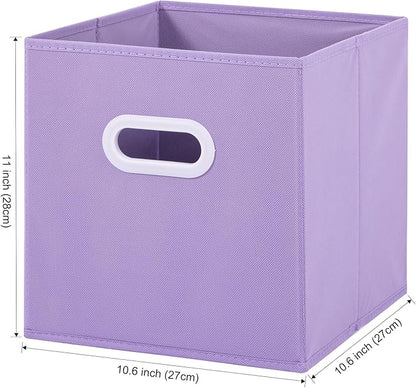 Stero Fabric Storage Bins 6 Pack Fun Colored Durable Storage Cubes with Plastic Handles Foldable Cube Baskets for Home, Kids Room, Closet and Toys Organization Multi Colored