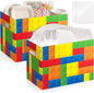 2PCS Building Block Utensil Holder Paper Utensil Caddy for Building Block Party Supplies Disposable Cutlery Holder with Handles Cutlery Caddy for Boys Birthday Party Decorations Colorful Snack Box