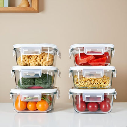 16OZ Square Glass Meal Prep Containers with Lids, 2 Cup Square food Storage Containers, Heat-Resistant BPA-Free Small Glass Food Containers, MicrowaveDishwasherFreezer Safe (4 Pack)