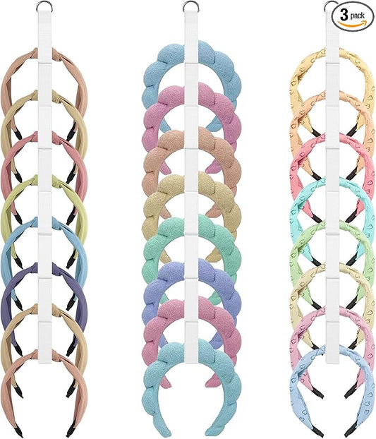 3 PCS Headband Holder Organizer for Girl，headband storage，Hanging Hairband Storage for Women，Headband organizer，White Hair Hoop Display Hair Accessories Organizer Bedroom College Dorm Decor ﻿