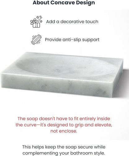 Marble Soap Dish for Shower - Stone Soap Tray Holder, Natural Soap Bar Holder Countertop Caddy, Marble Bathroom Accessories (Calacatta White Matte)
