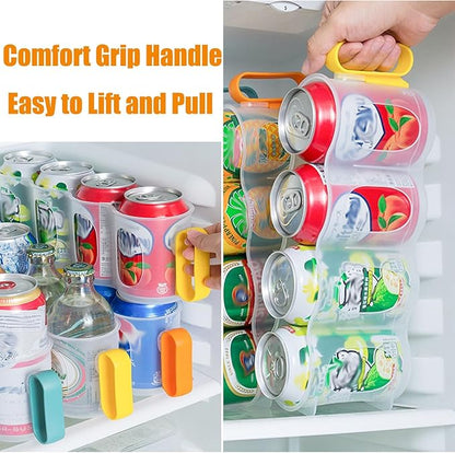 Can Storage Organizer for Refrigerator, Stackable Kitchen Canned Food Holder with Handles, Beverage Drink Pop Soda Can Dispenser (Color : Yellow)