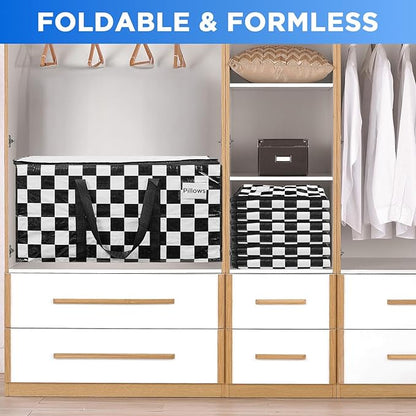 BETU 16 Pack Moving Bags Moving Storage College Dorm Camping Packing Travel PE Heavy Duty, Sturdy Handle, Zipper Large Storage Tote Bag Moving Boxes Box Alternative - White Plaid 29L x 15W x 15H