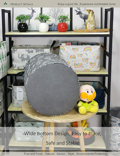 Round Sports Themed Laundry Basket, Collapsible Laundry Hamper for Boys,Cute Ball Print Storage Bin,Waterproof Toy Storage for Kids Room,Nursery,Playroom,New Parent Gift(Grey Sports Ball)