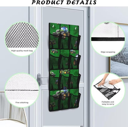 Generic Green Pickup Over the Door Pantry Organizer Reusable Over The Door Storage Organizer for Clothes Easy to Hang Behind The Door Making The Area Tidy and Orderly