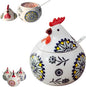 13.5 Oz Salt Cellar With Lid and Spoon (Green)- Ceramic Chicken Spice Jars for Salt, Sugar, Pepper - Spice Containers for Countertop