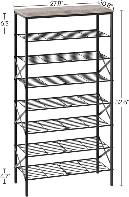 YATINEY 8 Tier Shoe Rack, Shoe Storage Organizer, Large Capacity Shoe Shelf Holds 32 Pairs of Shoes, Sturdy and Stable, for Entryway, Hallway, Closet, Dorm Room, Greige and Black SS08BG