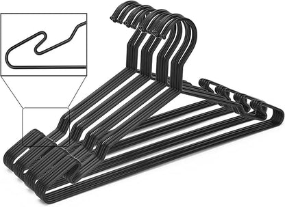 Standard Duty Metal Hangers with Unique Hook Design Durable & Sturdy Coat Hangers 3.2mm Thick Withstands 15lbs Weight Smooth Powder Coated Finish Compact Shirt Hangers - 40 Pack Black