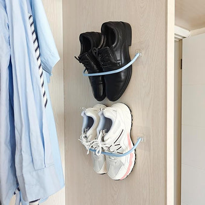 6 Pack Wall Mounted Shoe Rack with Sticky Hanging Strips, Wall Shoe Rack for RV camper, Small Space Shoes Holder for Door Shoes organizer Shelf No Drilling