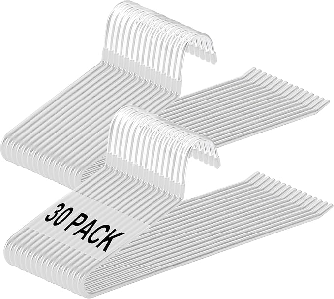 devesanter Pants Hanger, 30 Pack Space Saving Open-Ended Metal Pants Hanger, Non Slip Trousers Slack Hangers Organizers for Pants Jeans Slacks Scarf Trousers Ties，White